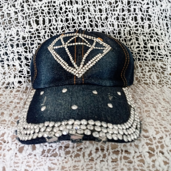 Denim and Rhinestone Hat - Picture 2 of 6